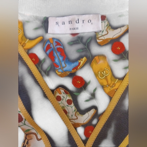 Sandro Black Asymmetrical Longsleeve Pleated Midi Dress, with Cowboy Boots EUC - Picture 9 of 9